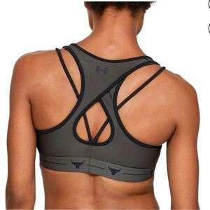 Under Armour Project Rock Wmns Mid‎ Crossback Compression Blk Sports Bra XS